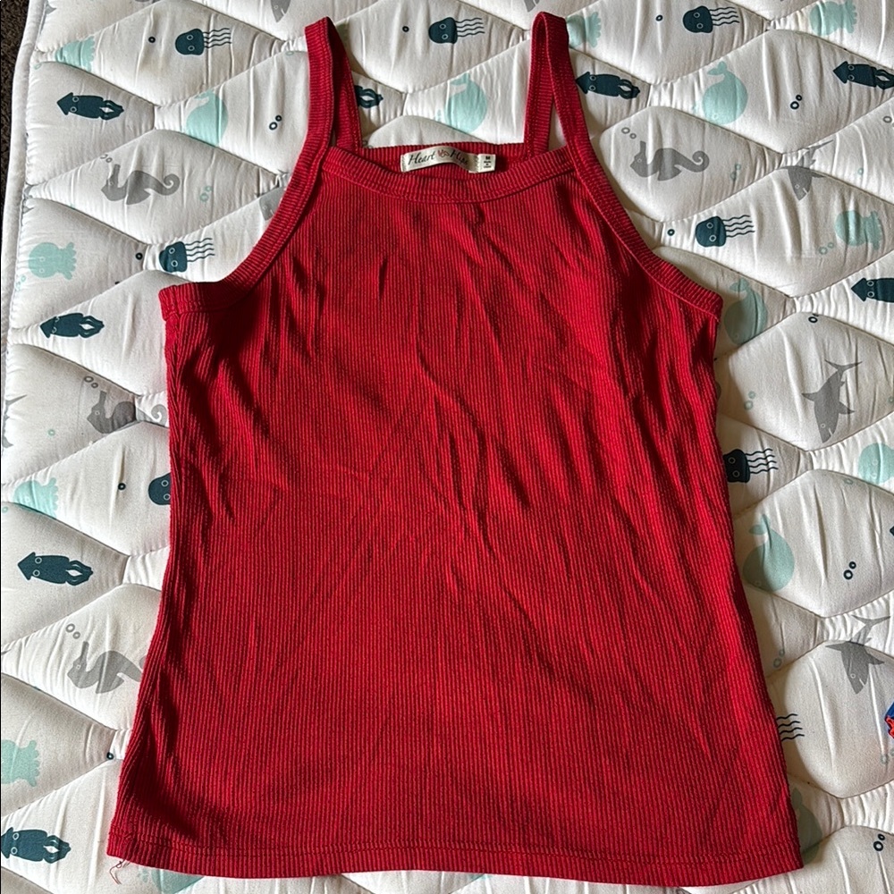 Heart & Hips Red Fitted Sleeveless Tank Top
